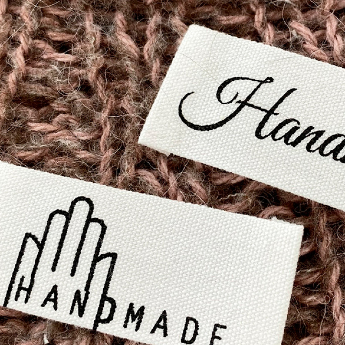 Etiquetas de algodón hechas a mano para ropa, estampadas a mano