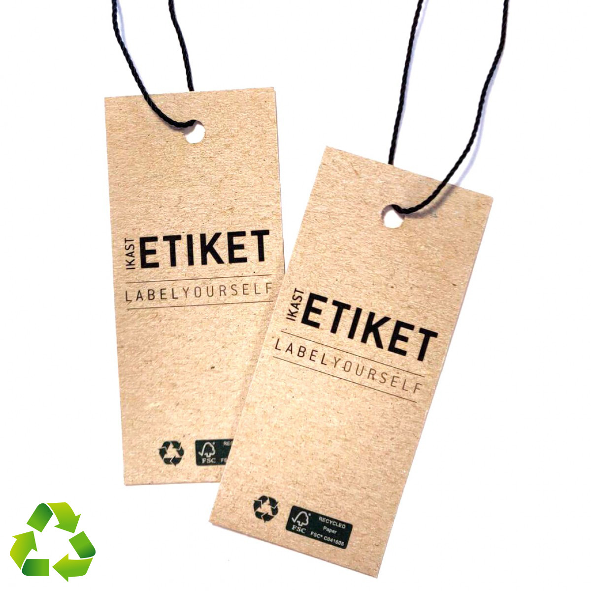 Etiquetas colgantes sostenibles fabricadas con papel FSC