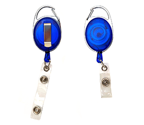 Yoyo azul con mosquetón, clip para cinturón y clip de vinilo