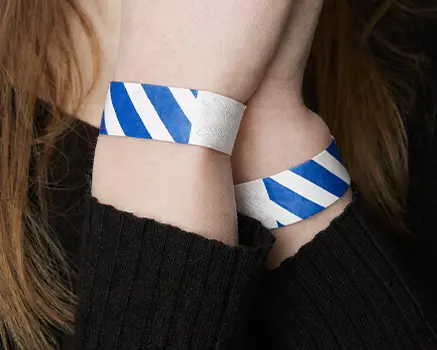 Azul con rayas blancas Pulseras Tyvek personalizadas