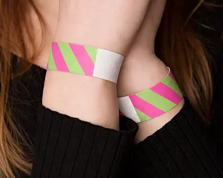 Verde con rayas rosas Pulseras Tyvek personalizadas
