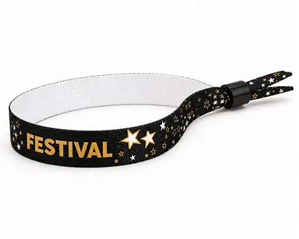 Pulseras para festivales negras con estrellas doradas