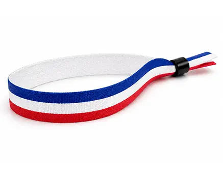 Pulseras para festivales con rayas azules, blancas y rojas – Francia